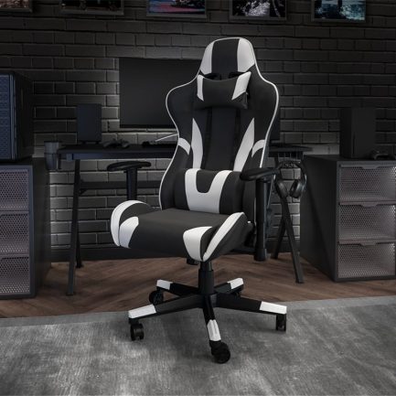 LeatherSoft Καρέκλα Gaming Δερματίνης Black/White (0821.001) - Image 5