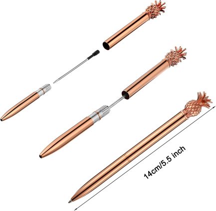 Pineapple Ballpoint Pen 4 Pieces Metal Ballpoint Pen Rose Gold Pens for School Office Supplies 1.0mm Blue Ink - Image 6