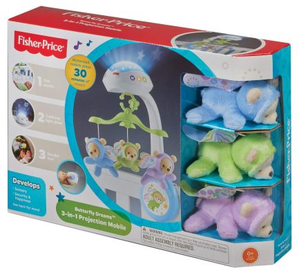 Παιχνιδολαμπάδα Fisher Price Μόμπιλε Κούνιας και Καροτσιού με Μουσική, Περιστροφή και Προτζέκτορα Αρκουδάκια για Νεογέννητα (CDN41) - Image 2