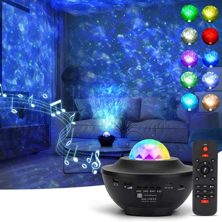 ‎Jagdag  Bluetooth 5.0 Ηχείο & Διακοσμητικό Φωτιστικό 360° Rotation Night Light Lamp & Ocean Wave Projector with Remote Control - Image 3