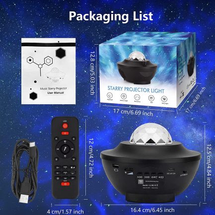 ‎Jagdag  Bluetooth 5.0 Ηχείο & Διακοσμητικό Φωτιστικό 360° Rotation Night Light Lamp & Ocean Wave Projector with Remote Control - Image 7