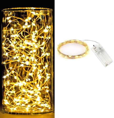 20 Χριστουγεννιάτικα Λαμπάκια LED Θερμό Φως 2.0μ Μπαταρίας σε Σειρά με καλώδιο χαλκού 2m (12071) - Image 2