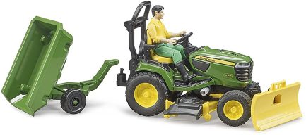 Bruder Τρακτεράκι για γκαζόν John Deere με κηπουρό και τρέιλερ (62104) - Image 3