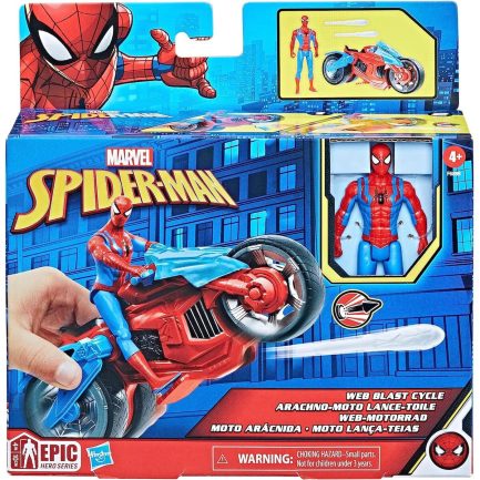 Παιχνιδολαμπάδα Hasbro Marvel Spider-Man Web Blast Cycle Kids Playset with Poseable Spider-Man Όχημα και φιγούρα (F6899) - Image 7