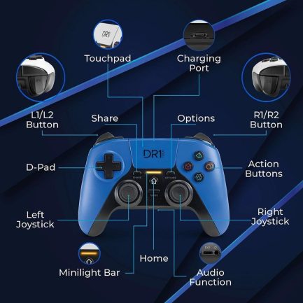 DR1TECH DR10042 Ασύρματο Gamepad για PC / PS4 / PS5 / iOS Μπλε - Image 2