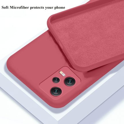 Xiaomi Redmi Note 12 Pro 5G/ Poco X5 Pro - Rubber Soft Touch Silicone Cover with Microfiber – Camellia Red(oem) - Image 2