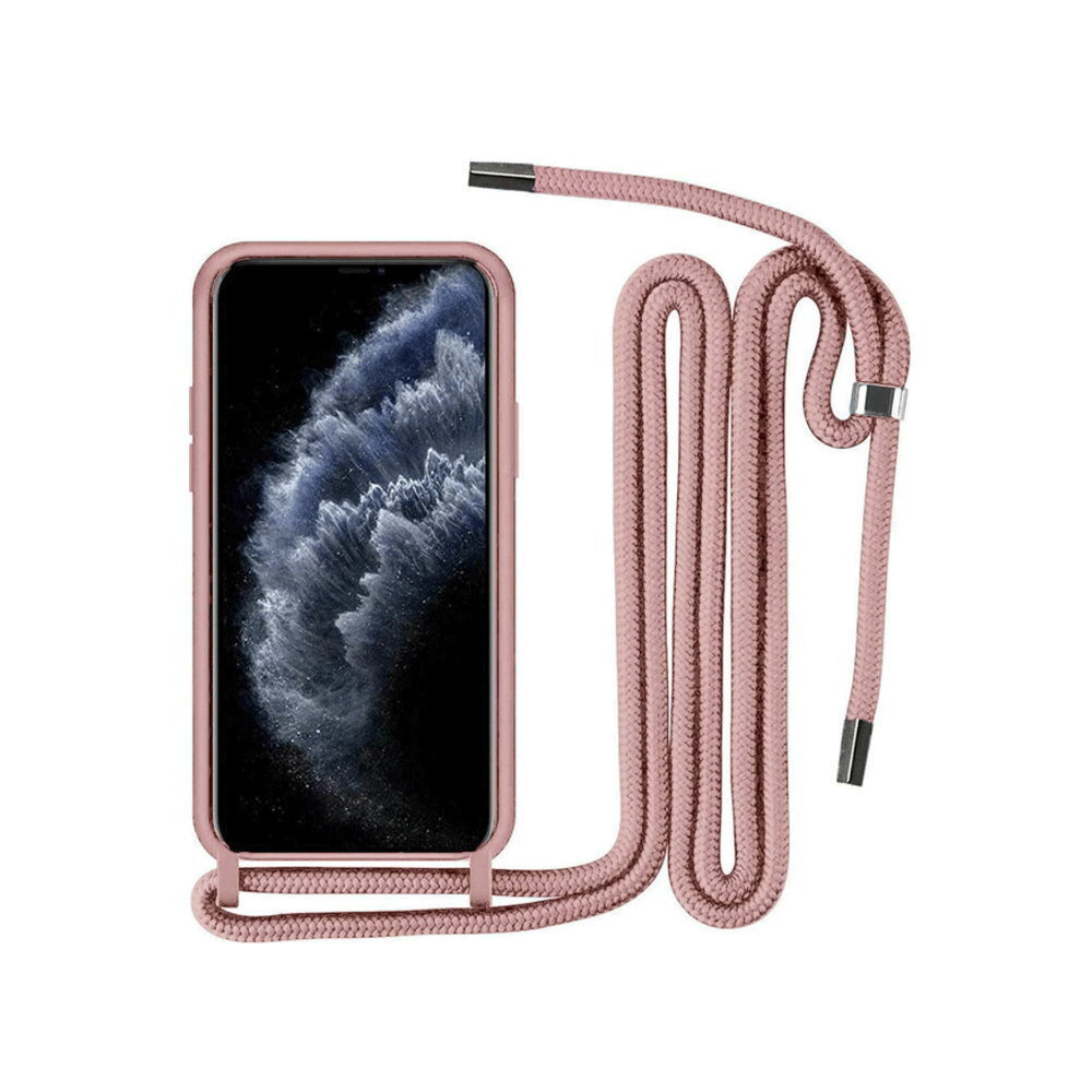 Θήκη Με Κορδόνι Crossbody Liquid Silicone Για Apple iPhone 11 Ροζ (oem)