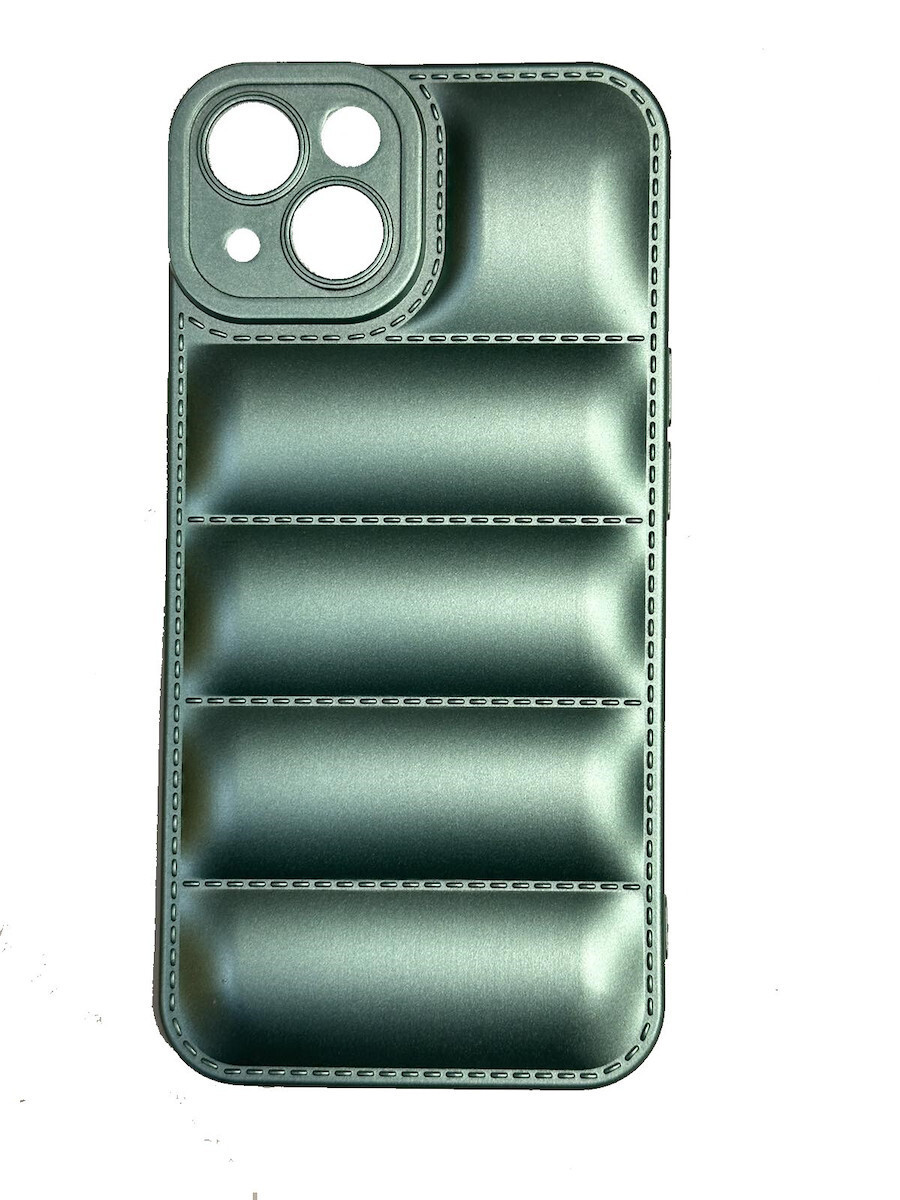 Θήκη για iPhone 14 -Puffer Jacket Back Cover Δερματίνης Πράσινο με προστασία για κάμερα (oem)