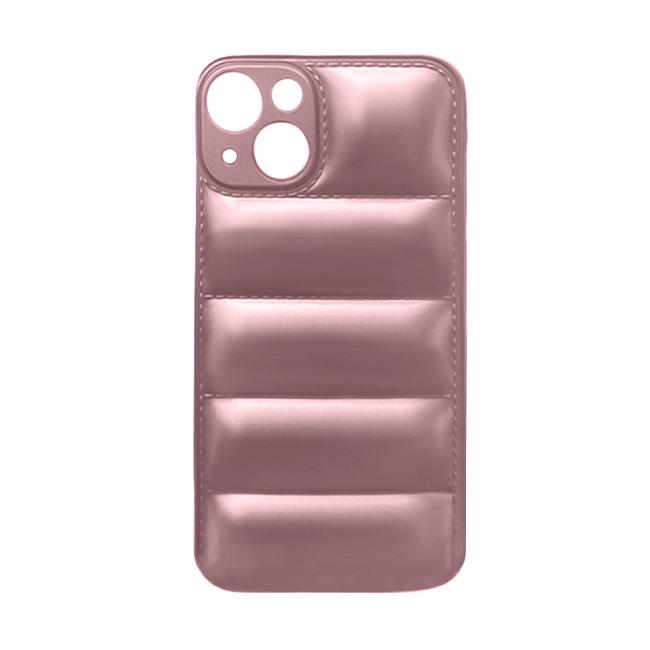 Θήκη για iPhone 14 -Puffer Jacket Back Cover Δερματίνης Ροζ Χρυσό με προστασία για κάμερα (oem)
