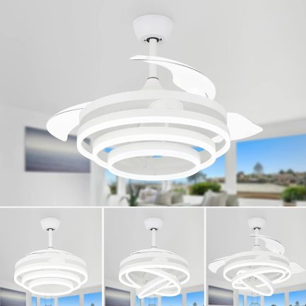 POWERTECH ανεμιστήρας οροφής HLL-0112 με LED φως, 72W, Φ106x50cm, λευκός - Image 3