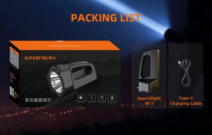 Superfire Επαναφορτιζόμενος Προβολέας Χειρός LED Αδιάβροχος IP43 με Μέγιστη Φωτεινότητα 230lm SPFR-M17 - Image 4