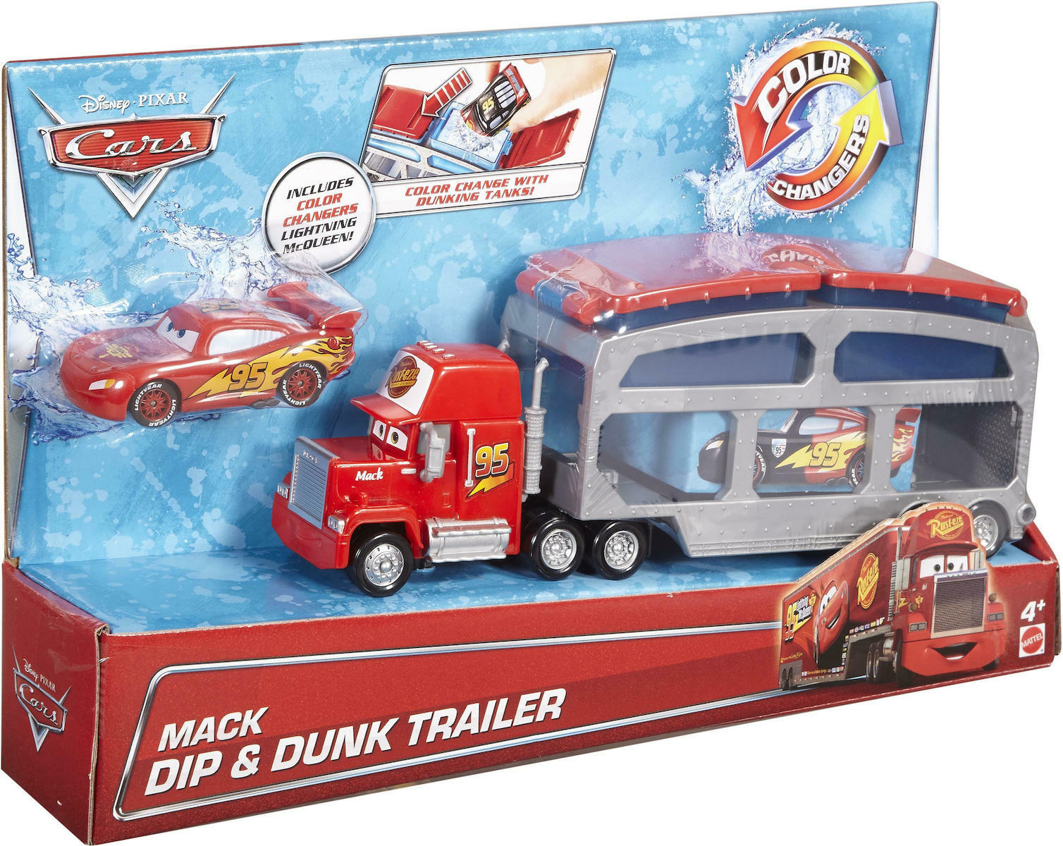 Mattel Σετ Φορτηγό Disney Cars Color Changers Ice Racers, Mack Dip & Dunk Trailer για 4+ Ετών (CKD34)