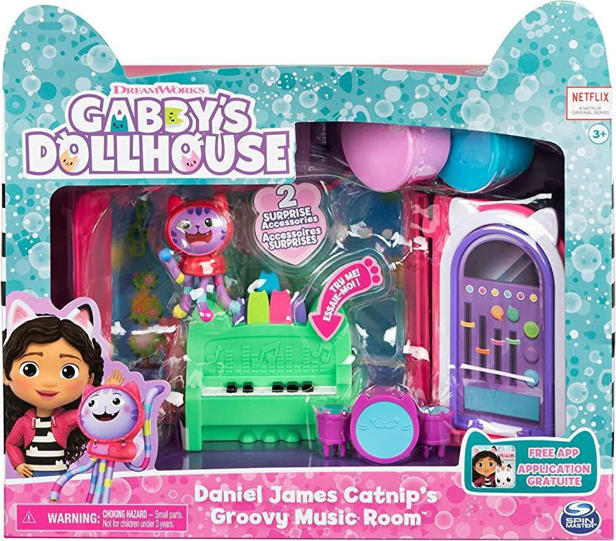 Spin Master Gabby's Dollhouse: 'Daniel James Catnip' Groovy Music Room Deluxe Room Set (20133094)