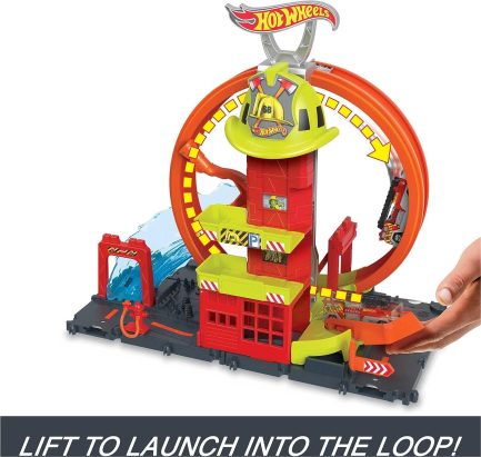 Παιχνιδολαμπάδα Mattel Πίστα Hot Wheels City Super Loop Fire Station για 4+ Ετών (HKX41) - Image 4