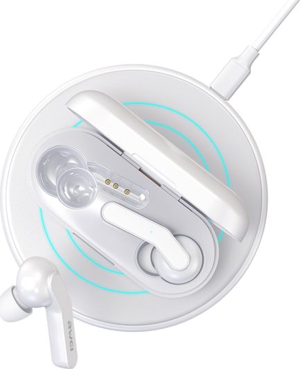 Awei T10C In-ear Bluetooth Handsfree Ακουστικά με Αντοχή στον Ιδρώτα και Θήκη Φόρτισης Λευκά - Image 3
