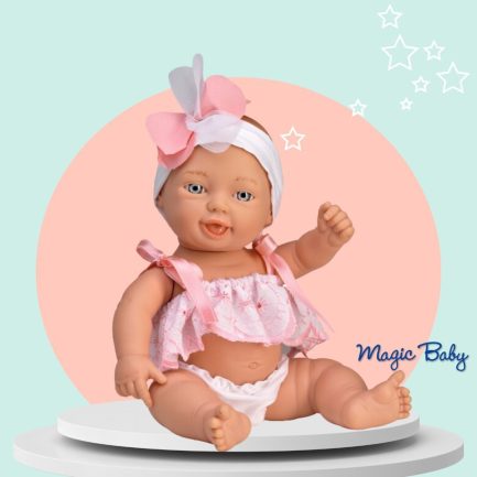 Lamagik Magic baby Χειροποίητο Μωρό Zoe με φιόγκο 28εκ. (MB1757) - Image 2