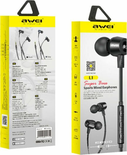 Awei Superbass L1 In-ear Handsfree με Βύσμα 3.5mm Μαύρο - Image 3