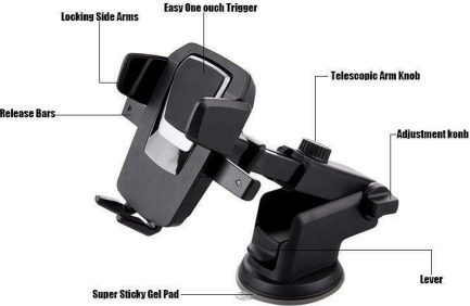 Βάση Κινητού Αυτοκινήτου Universal Car & Desk Mount Easy One Touch με Ρυθμιζόμενα Άγκιστρα - Image 7