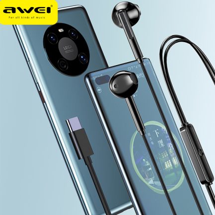 Awei PC-7T In-ear Handsfree με Βύσμα USB-C Μαύρο - Image 3