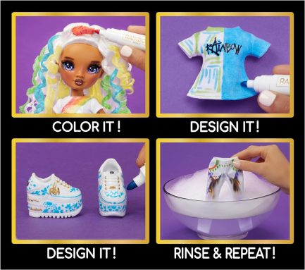 MGA Rainbow High: Color & Create DIY Fashion Doll - Purple Eyes/Curly Hair (594147EUC) - Image 6