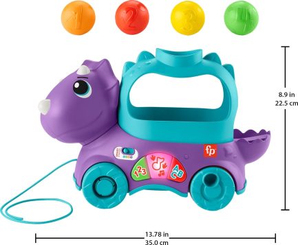 Mattel Fisher Price Little Dino Εκπαιδευτικό Συρόμενο Δεινοσαυράκι με Ήχους για 12+ Μηνών HNR55 - Image 4