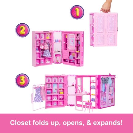 Mattel Barbie: Dream Closet - Fold & Go Δωμάτιο Μόδας (HXD59) - Image 5