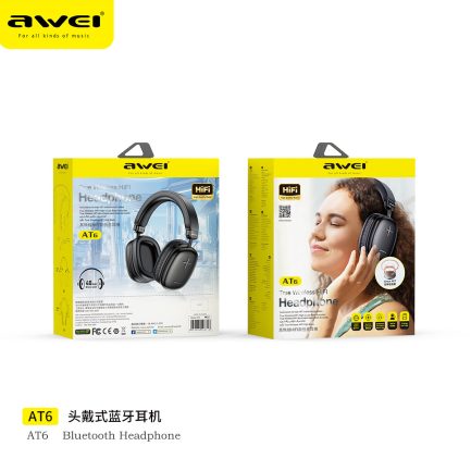 Awei AT6 Ασύρματα Bluetooth Ακουστικά Over Ear Μαύρα - Image 2
