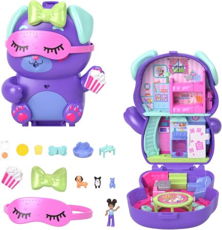 Παιχνιδολαμπάδα Mattel Polly Pocket: Tiny Worlds - Sleepover Puppy Playset (JCR38) - Image 2
