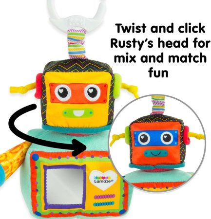 Lamaze Rusty Το Ρομπότ Κρεμαστό Βρεφικό Παιχνίδι Καροτσιού / Κούνιας με Καθρέφτη / με Μασητικό για 0+ Μηνών (LC27089) - Image 4