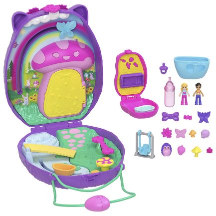 Παιχνιδολαμπάδα Mattel Polly Pocket: Tiny Worlds Big Surprises! - Hedgehog Mom & Baby Playset (JBJ91) - Image 2