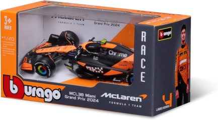 Bburago 1:43 2024 F1 Miami GP McLaren MCL38 #4 Lando Norris Model Car IN BOX (18-38214) - Image 8