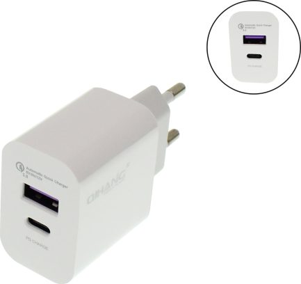 QIHANG Φορτιστής Χωρίς Καλώδιο με Θύρα USB-A και Θύρα USB-C Power Delivery / Quick Charge 3.0 Λευκός (Z47) - Image 2