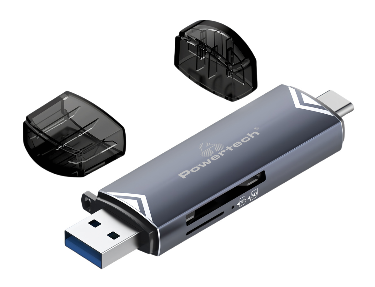 Powertech card reader PT-1343 για SD & micro SD, USB 3.2, 5Gbps, γκρι - Image 2
