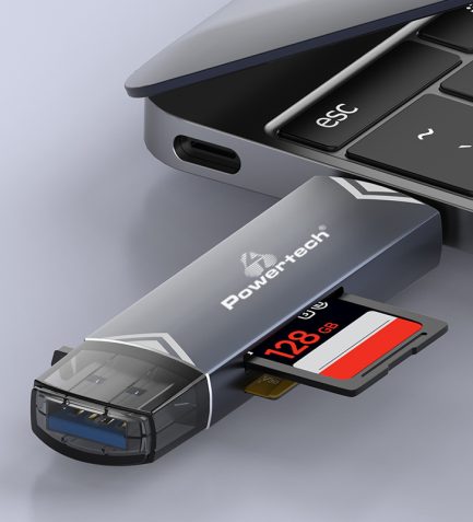 Powertech card reader PT-1343 για SD & micro SD, USB 3.2, 5Gbps, γκρι - Image 4