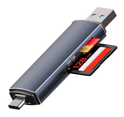 Powertech card reader PT-1343 για SD & micro SD, USB 3.2, 5Gbps, γκρι - Image 5