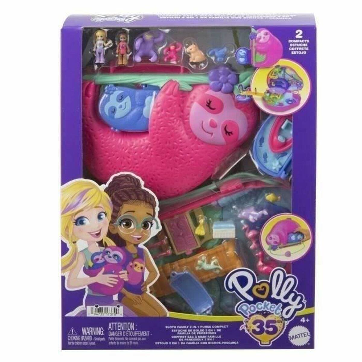Mattel Παιχνίδι Μινιατούρα Θήκη Τσαντάκι Sloth Polly Pocket Βραδύποδας για 4+ Ετών (HRD40)