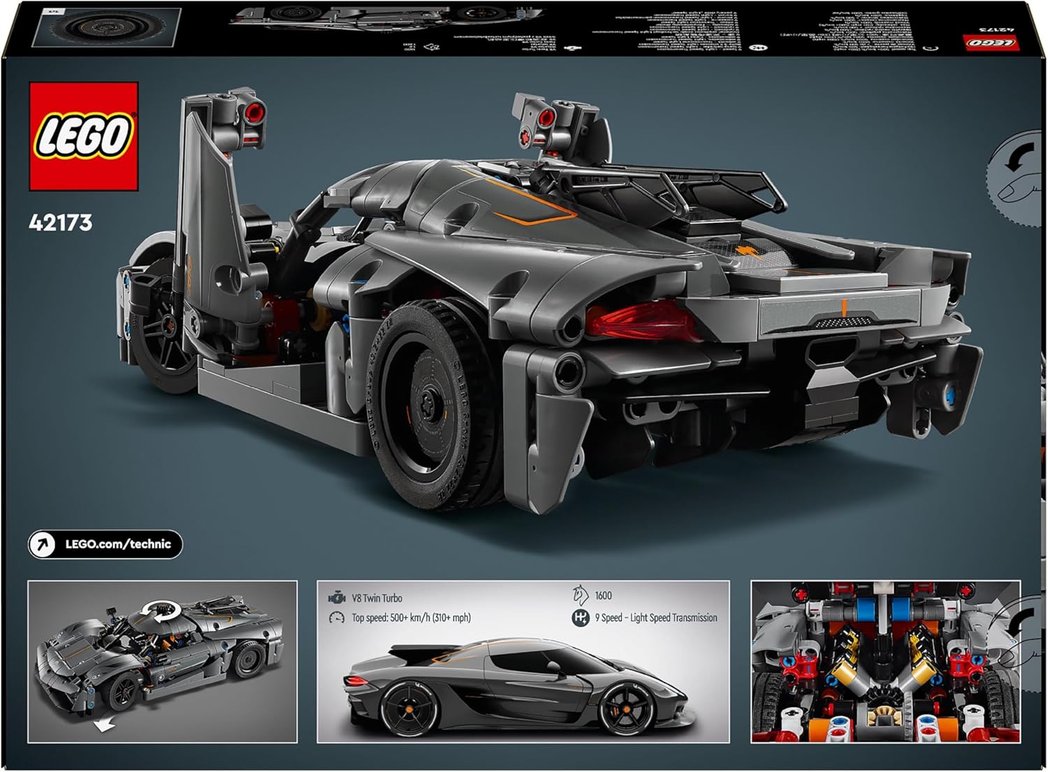 LEGO® Technic™: Koenigsegg Jesko Absolut Gray Hypercar (42173) - Image 7