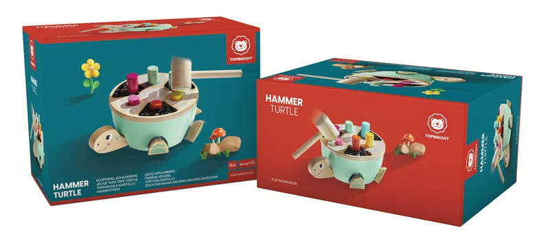 Top Bright Ξύλινο Εκπαιδευτικό Παιχνίδι Χελώνα με Σφυρί (18+ μηνών) (121097)