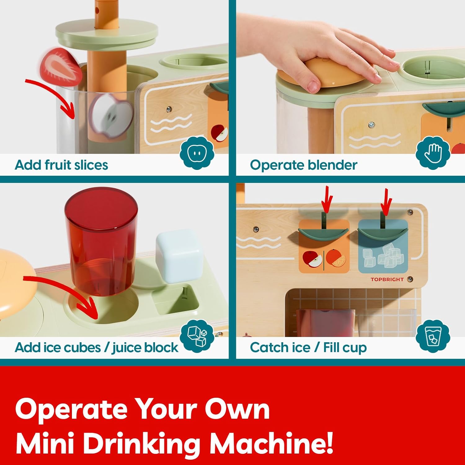 Top Bright Juice Boutique with Cups, Ice Cubes - Αποχυμωτής με 12 αξεσουάρ για 3+ Ετών (121224 ) - Image 2