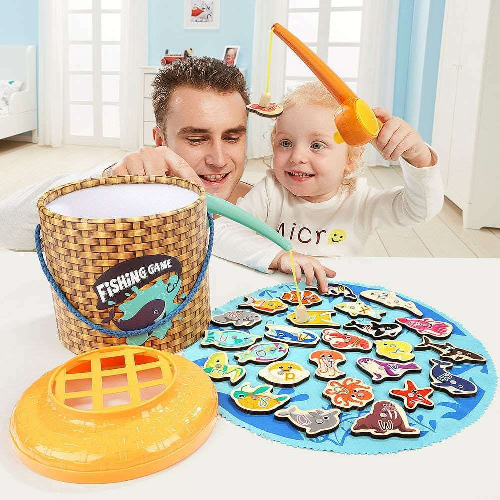 TopBright Wooden Magnetic Fishing Toy - Παιχνίδι Ψαρέματος Με Μαγνήτες & 2 καλάμια ψαρέματος (120360) - Image 2