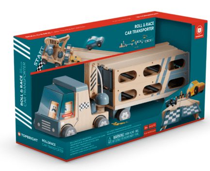 Top Bright Ξύλινο Φορτηγό Μεταφοράς Αυτοκινήτων - Roll & Race Auto Transporter - 121190 +3 Ετών