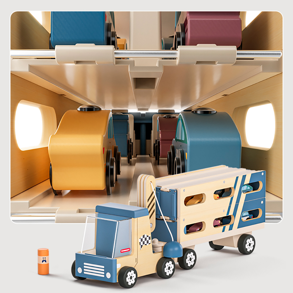 Top Bright Ξύλινο Φορτηγό Μεταφοράς Αυτοκινήτων - Roll & Race Auto Transporter - 121190 +3 Ετών - Image 4