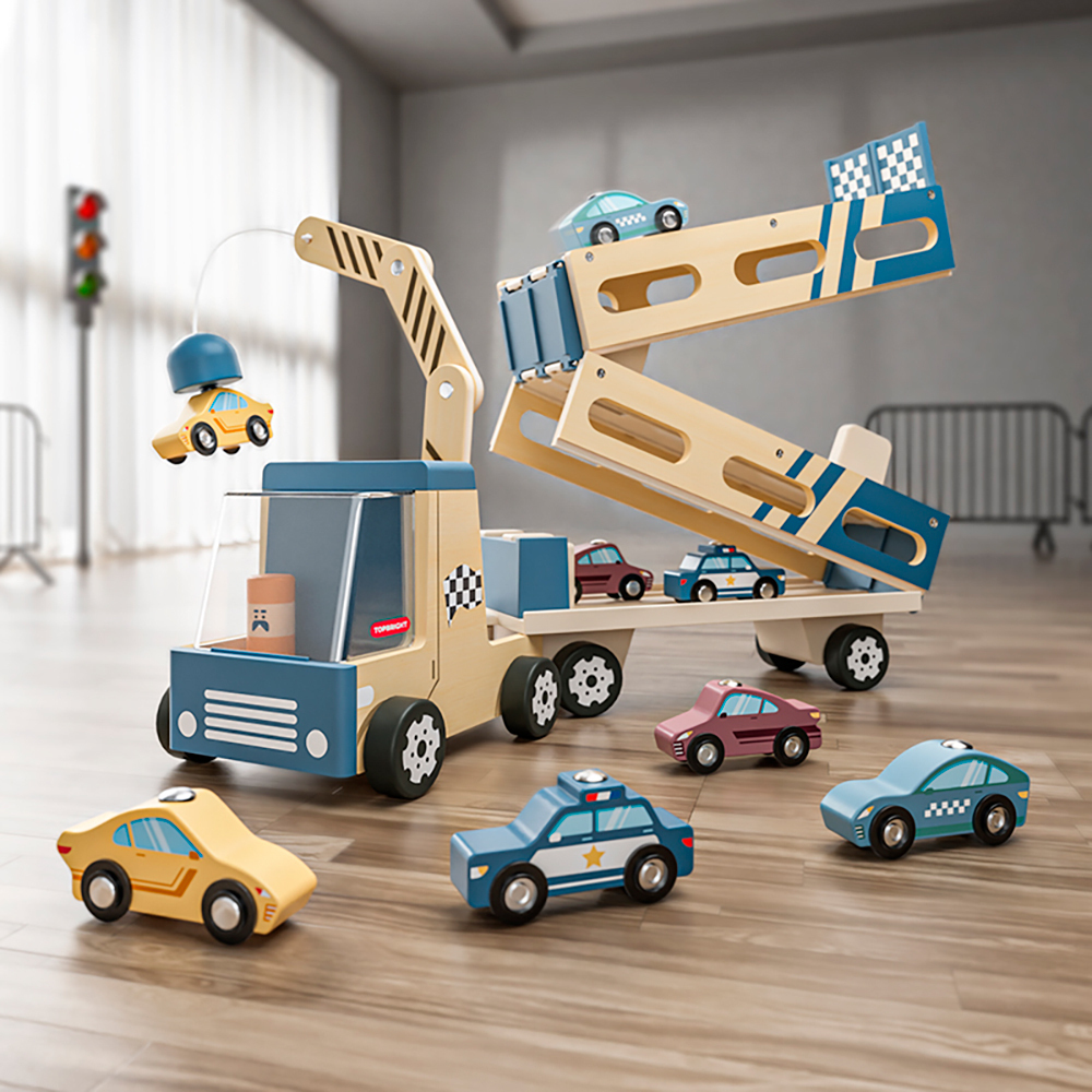 Top Bright Ξύλινο Φορτηγό Μεταφοράς Αυτοκινήτων - Roll & Race Auto Transporter - 121190 +3 Ετών - Image 5