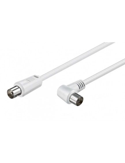 POWERTECH καλώδιο κεραίας RF αρσενικό - RF Θηλυκό 90° CAB-V029, γωνιακό, λευκό, 3m