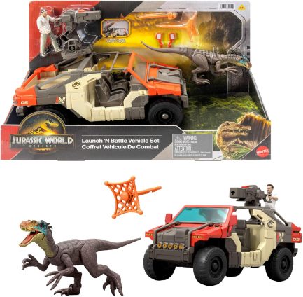 Mattel Jurassic World: Movie Line Rebirth - Δεινόσαυρος Με Όχημα Και Φιγούρα (JGB59)