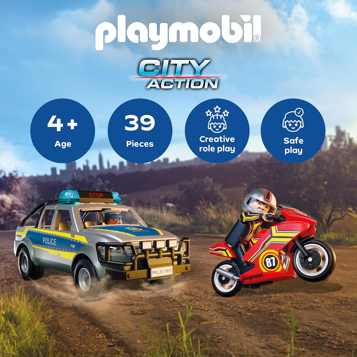 Playmobil City Action Αστυνομικό Όχημα Pickup Και Μοτοσυκλέτα για 4-10 ετών (71875) - Image 2