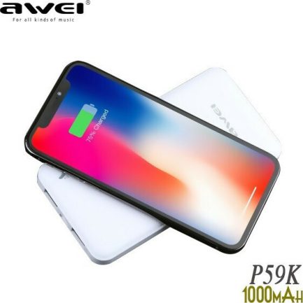 Awei P59K Power Bank 10000mAh με 2 Θύρες USB-A Λευκό