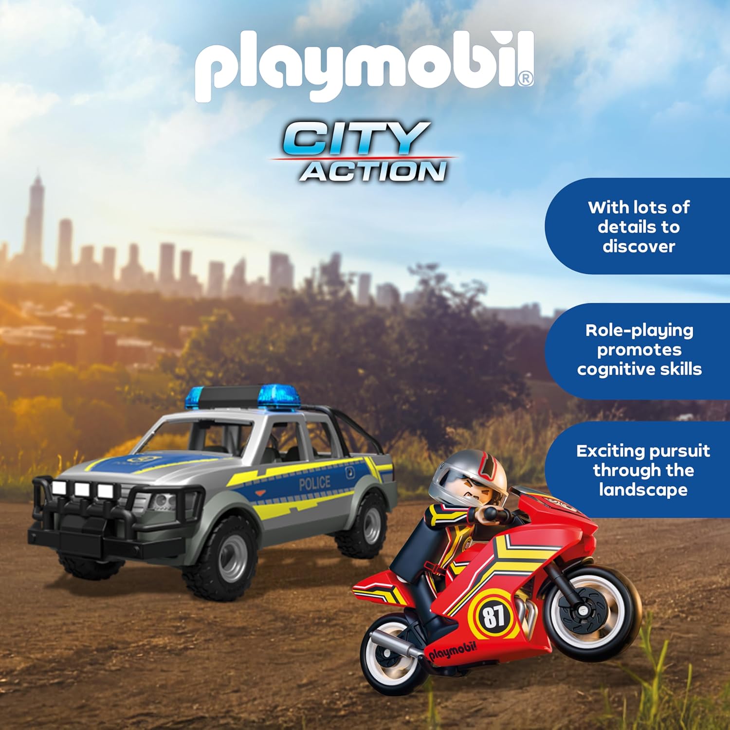 Playmobil City Action Αστυνομικό Όχημα Pickup Και Μοτοσυκλέτα για 4-10 ετών (71875) - Image 3