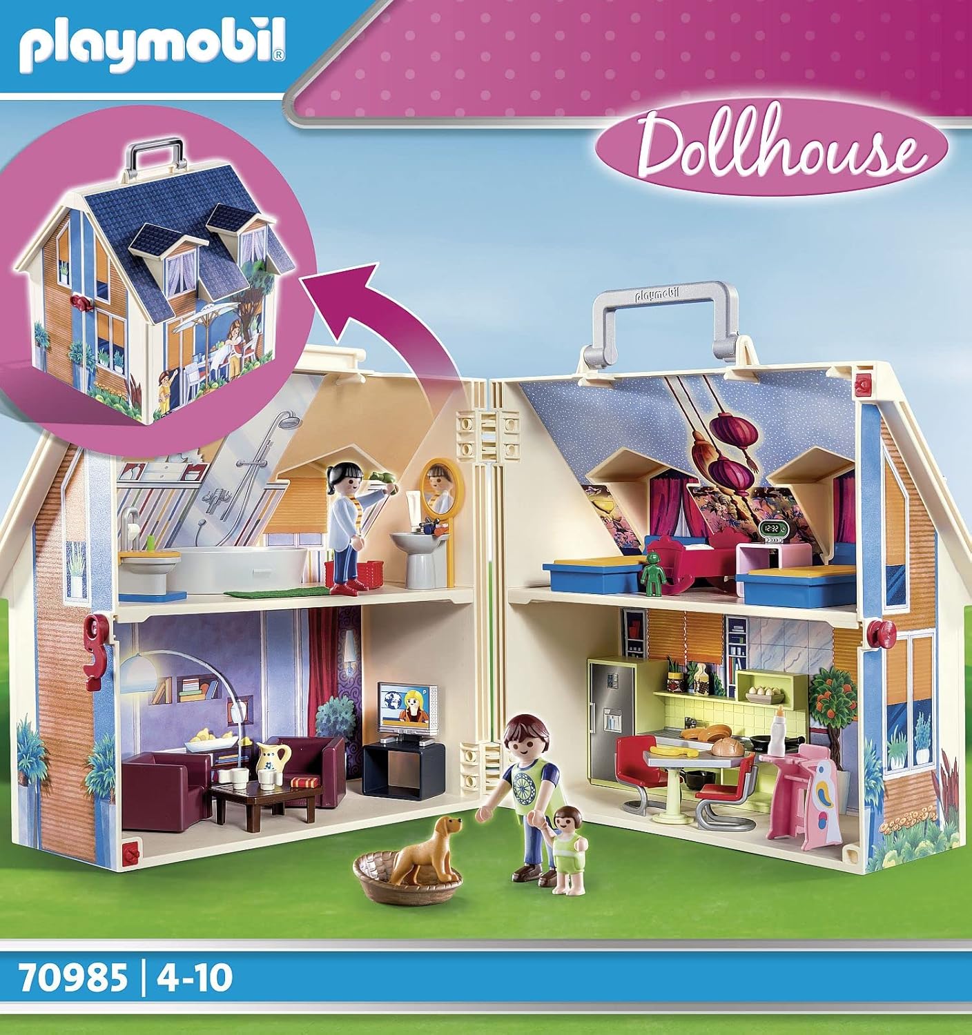 Playmobil Βαλιτσάκι Dollhouse Μοντέρνο Κουκλόσπιτο για 4-10 ετών (70985) - Image 5