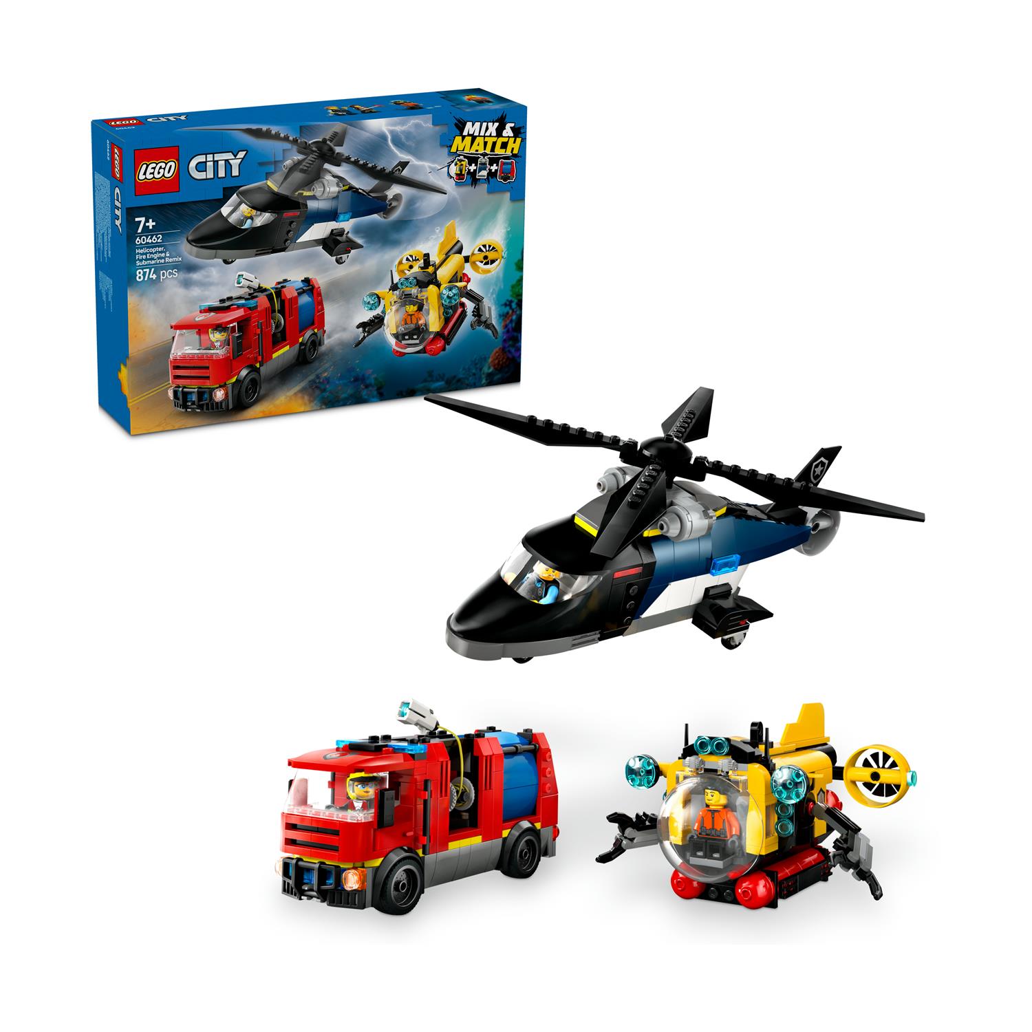 LEGO® City: Helicopter, Fire Truck & Submarine Remix (60462) - Image 2